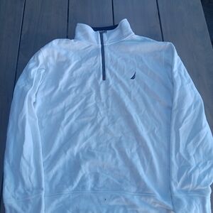 Nautica Navy and Brown Quarter-Zip Pullover